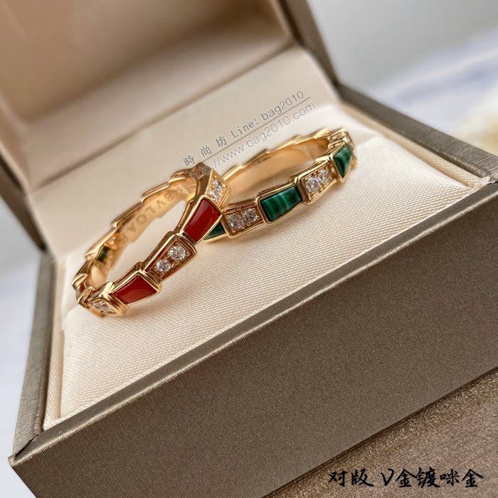 Bvlgari飾品 寶格麗天然紅瑪瑙貝殼蛇戒指  zgbq3300